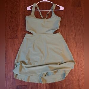 Abercrombie & Fitch Bright Green Cutout A-Line Women's Dress medium tall